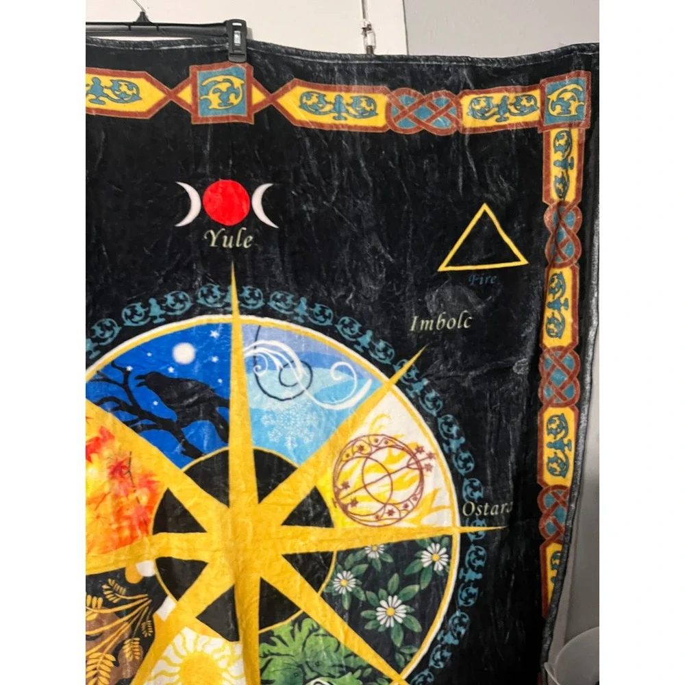 Wiccan Wheel of the Year Fleece Throw Blanket Pagan Sabbats Celtic Knot 50x60
